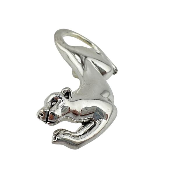 3” MJ Silver Tone Chrome Finish Crouching Panther Cat Converter Brooch Pendant - Picture 2 of 4